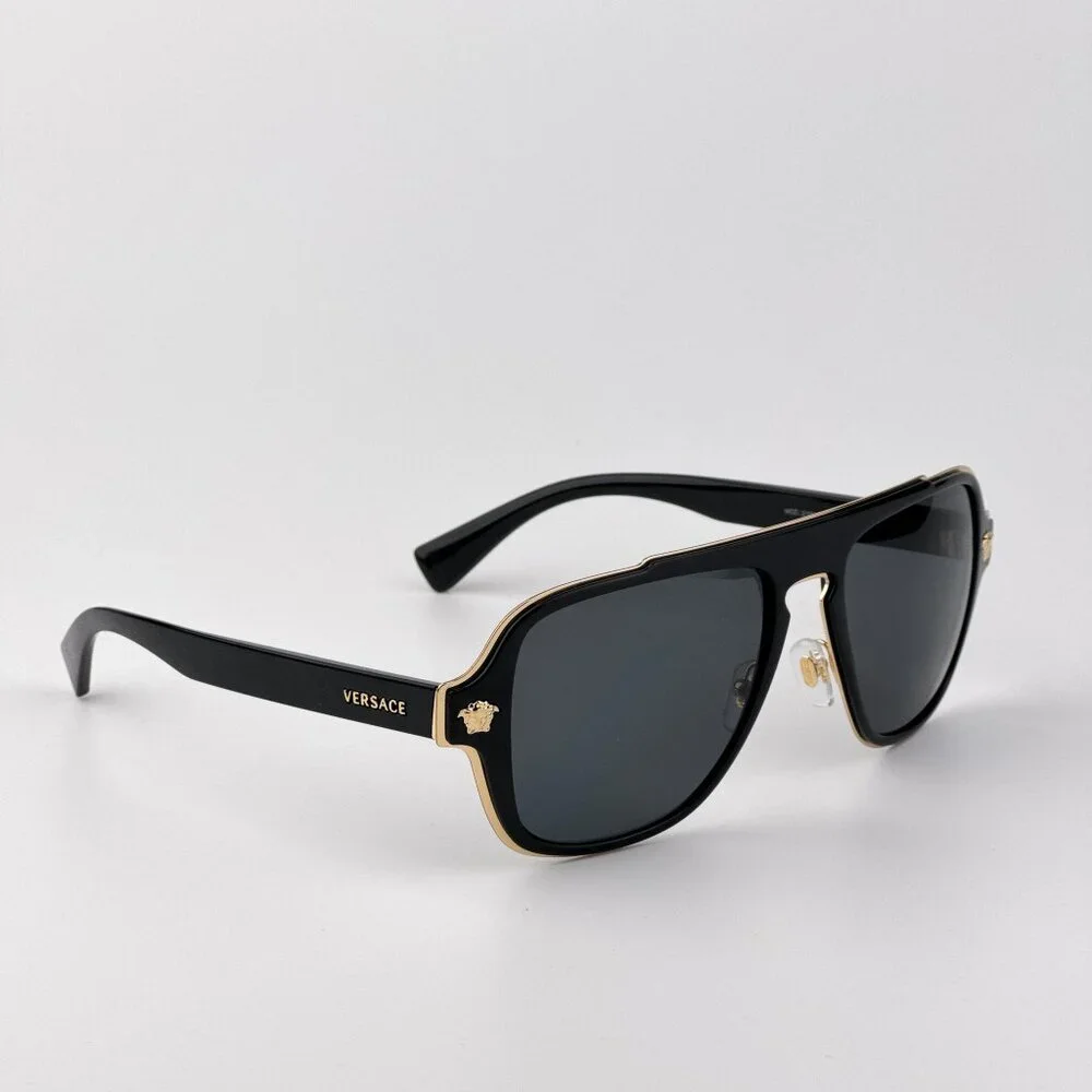 Versace Men’s Sunglasses – Black Aviator Frame Polarized Lenses | VE2199 100281
